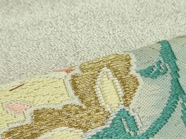 平和屋着物●六通柄袋帯 唐織 更紗花唐草文 金糸 正絹 逸品 DAAT7531ob