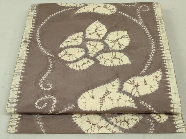 平和屋着物●六通柄袋帯 紬地 総絞り 草花間道 正絹 逸品 DAAT7533ob