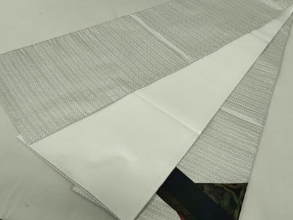 平和屋着物●太鼓柄袋帯 切嵌更紗花横段文 銀糸 正絹 逸品 DAAT7656ob