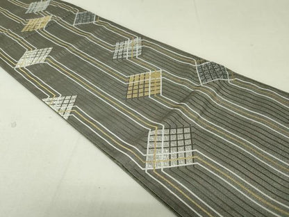 平和屋着物●六通柄袋帯　菱間道　金銀糸　正絹　逸品　DAAT7689ob