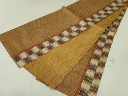 平和屋着物●全通柄袋帯　市松間道　金糸　正絹　逸品　DAAT7690ob