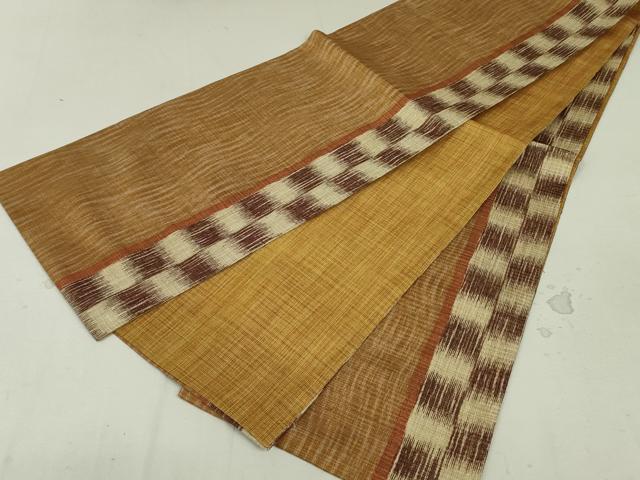 平和屋着物●全通柄袋帯　市松間道　金糸　正絹　逸品　DAAT7690ob