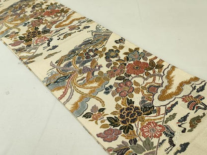 平和屋着物●六通柄袋帯　唐織　みやび綴　鳳凰更紗花文　金糸　正絹　逸品　DAAT7735ob