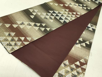 平和屋着物●六通柄袋帯 鱗文 正絹 逸品 DAAT7752ob