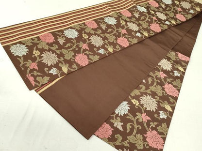 平和屋着物●六通柄袋帯　花唐草間道　正絹　逸品　DAAT7762ob