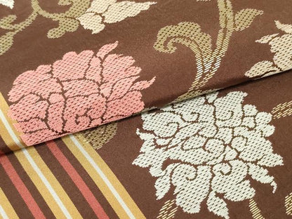 平和屋着物●六通柄袋帯　花唐草間道　正絹　逸品　DAAT7762ob