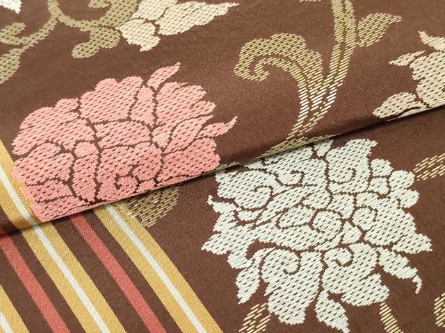 平和屋着物●六通柄袋帯　花唐草間道　正絹　逸品　DAAT7762ob
