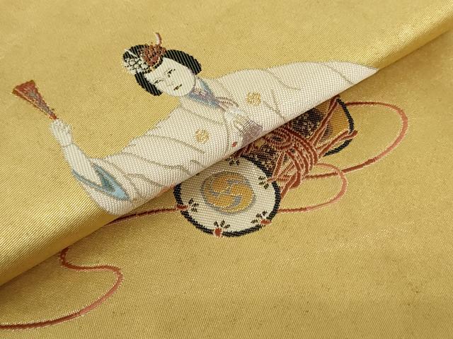 平和屋着物●西陣　長嶋成織物　ながしま帯　太鼓柄袋帯　作家物　三香曳　瀞金錦　本金箔　正絹　逸品　DAAT7764ob
