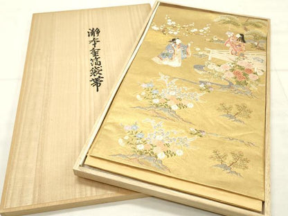 平和屋着物●西陣 長嶋成織物 ながしま帯 六通柄袋帯 唐織 瀞金錦 童子の華 本金箔 共箱付き 正絹 逸品 DAAT7853ob