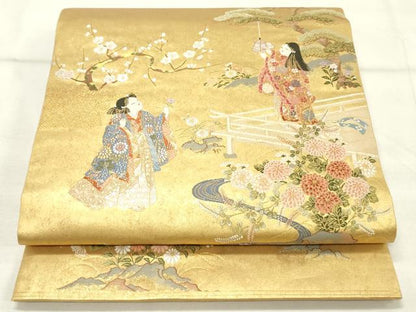 平和屋着物●西陣 長嶋成織物 ながしま帯 六通柄袋帯 唐織 瀞金錦 童子の華 本金箔 共箱付き 正絹 逸品 DAAT7853ob