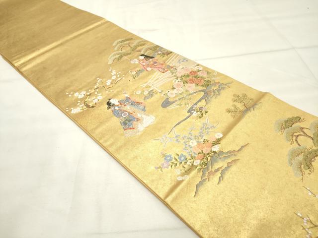 平和屋着物●西陣 長嶋成織物 ながしま帯 六通柄袋帯 唐織 瀞金錦 童子の華 本金箔 共箱付き 正絹 逸品 DAAT7853ob
