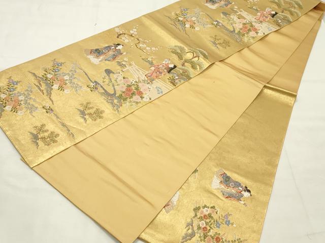 平和屋着物●西陣 長嶋成織物 ながしま帯 六通柄袋帯 唐織 瀞金錦 童子の華 本金箔 共箱付き 正絹 逸品 DAAT7853ob