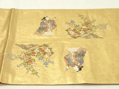 平和屋着物●西陣 長嶋成織物 ながしま帯 六通柄袋帯 唐織 瀞金錦 童子の華 本金箔 共箱付き 正絹 逸品 DAAT7853ob