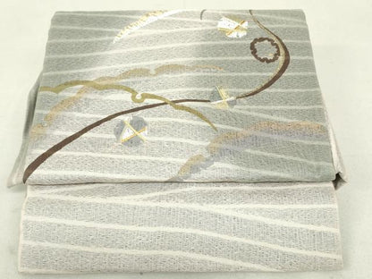 平和屋着物●ワンタッチつけ帯　スリーシーズン　春夏秋　雪輪霞文　金銀糸　正絹　逸品　DAAT7899ob
