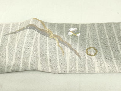 平和屋着物●ワンタッチつけ帯　スリーシーズン　春夏秋　雪輪霞文　金銀糸　正絹　逸品　DAAT7899ob