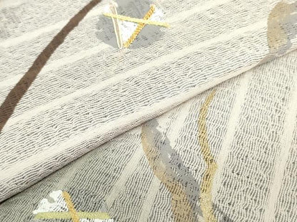 平和屋着物●ワンタッチつけ帯　スリーシーズン　春夏秋　雪輪霞文　金銀糸　正絹　逸品　DAAT7899ob