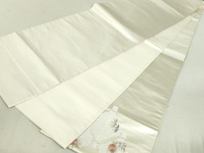 平和屋着物●太鼓柄袋帯 総刺繍 草花文 金銀糸 引箔 正絹 逸品 DAAT7906ob