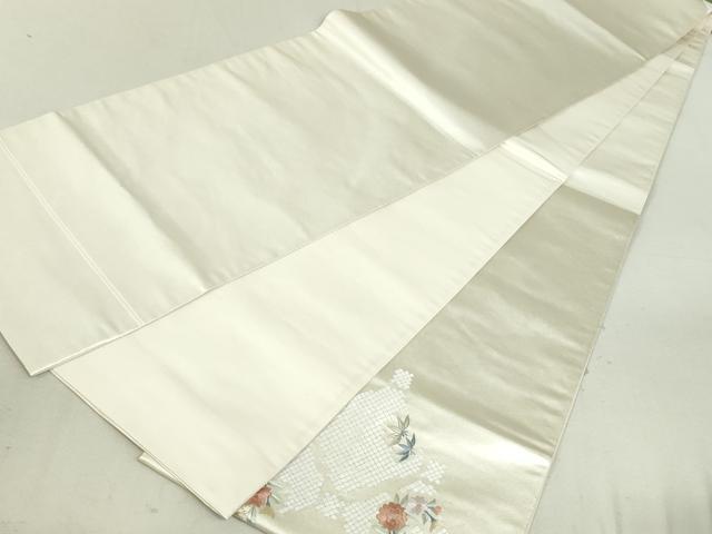 平和屋着物●太鼓柄袋帯 総刺繍 草花文 金銀糸 引箔 正絹 逸品 DAAT7906ob