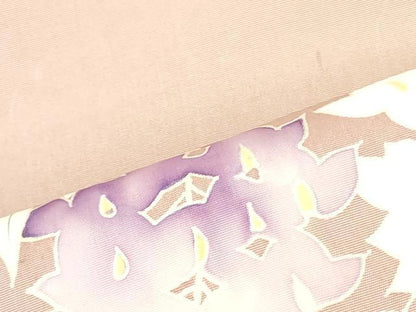 平和屋着物●塩瀬　九寸名古屋帯　枝垂れ藤　薄柿色　正絹　逸品　DAAT7915ob