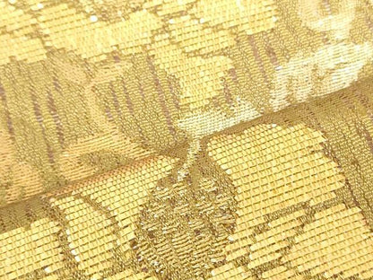 平和屋着物▽六通柄袋帯 スリーシーズン 春夏秋 更紗花間道 花兎 金糸 正絹 逸品 DAAT7934ob