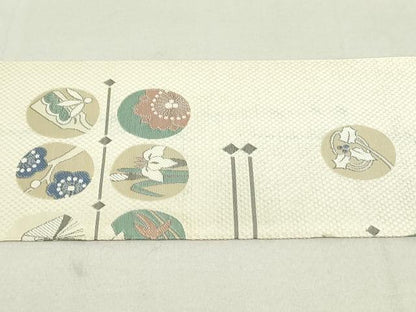 平和屋着物●本場筑前博多織 八寸名古屋帯 花鳥文 正絹 逸品 DAAT7993ob