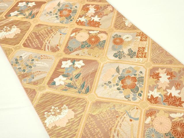 平和屋着物◎六通柄袋帯　唐織　蒔絵天井絵　金糸　正絹　逸品　DAAT8068qp