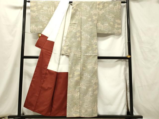 平和屋着物■上質な紬　樹林風景文　正絹　逸品　DAAT8116qp