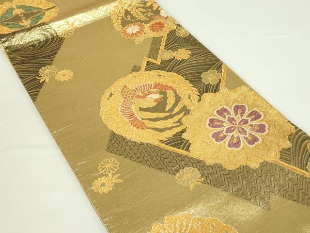平和屋着物◎六通柄袋帯　花鳥文　金糸　正絹　逸品　DAAT8324qp