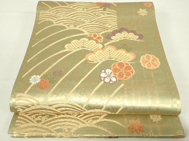 平和屋着物◎六通柄袋帯　浜松文　金銀糸　正絹　逸品　DAAT8341qp