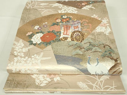 平和屋着物◎六通柄袋帯　唐織　琳派桃山御車文　金糸　正絹　逸品　DAAT8344qp