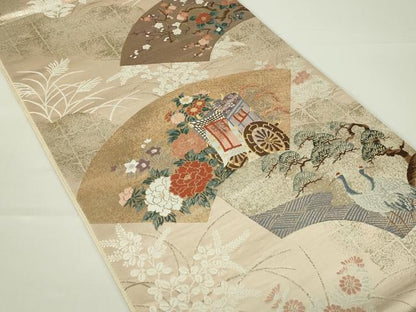 平和屋着物◎六通柄袋帯　唐織　琳派桃山御車文　金糸　正絹　逸品　DAAT8344qp