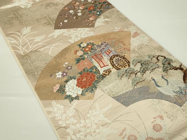 平和屋着物◎六通柄袋帯　唐織　琳派桃山御車文　金糸　正絹　逸品　DAAT8344qp