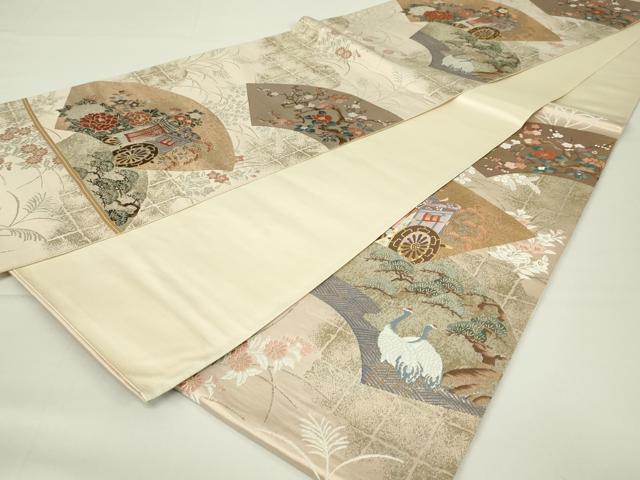 平和屋着物◎六通柄袋帯　唐織　琳派桃山御車文　金糸　正絹　逸品　DAAT8344qp