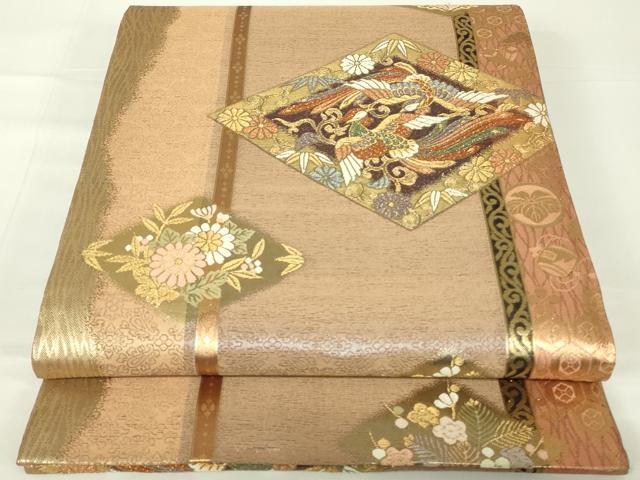 平和屋着物◎両面　六通柄袋帯　鳳凰花菱文　金銀糸　正絹　逸品　DAAT8351qp