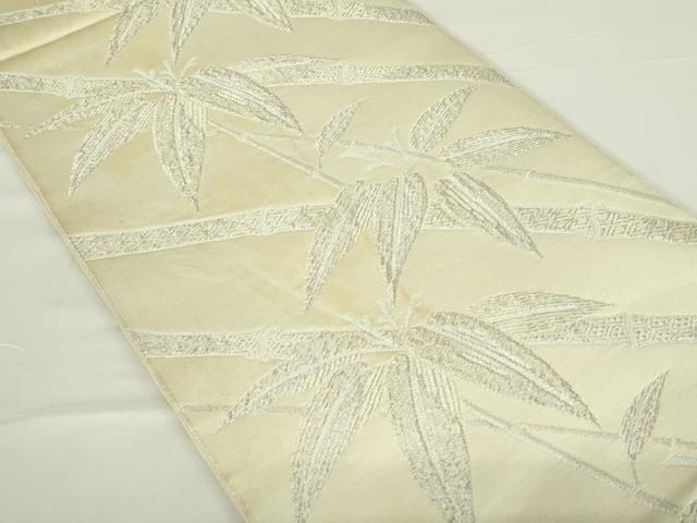 平和屋着物◎六通柄袋帯　笹竹文　銀糸　正絹　逸品　DAAT8376qp