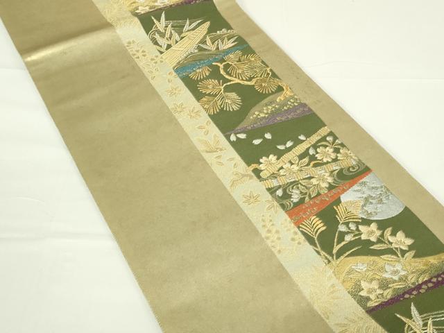 平和屋着物◎六通柄袋帯　花鳥文　金糸　正絹　逸品　DAAT8429qp