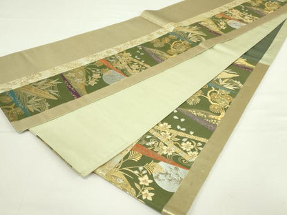 平和屋着物◎六通柄袋帯　花鳥文　金糸　正絹　逸品　DAAT8429qp