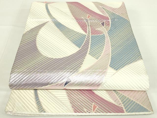 平和屋着物◎佐賀錦 六通柄袋帯 鶴 銀糸 正絹 逸品 DAAT8438qp