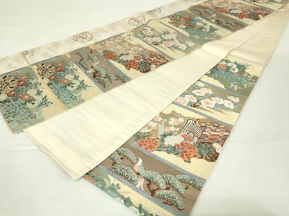 平和屋着物◎六通柄袋帯　唐織　琳派桃山飾棚文　金糸　正絹　逸品　DAAT8465qp