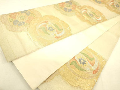 平和屋着物◎六通柄袋帯 鏡裏花鳥文 金銀糸 正絹 逸品 DAAT8769zy
