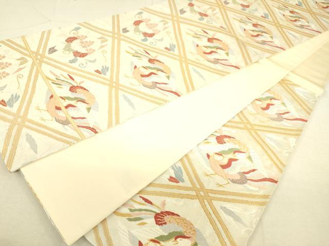 平和屋着物◎六通柄袋帯 唐織 向い鳥花松文 金糸 正絹 逸品 DAAT8772zy