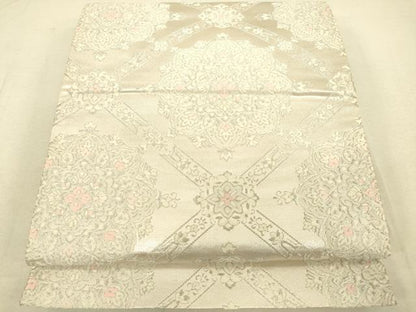 平和屋着物◎六通柄袋帯 正倉院花文 銀糸 正絹 逸品 DAAT8775zy