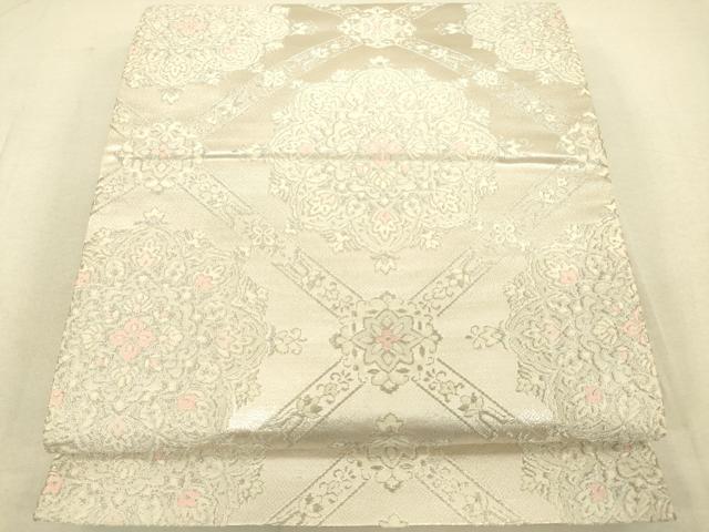 平和屋着物◎六通柄袋帯 正倉院花文 銀糸 正絹 逸品 DAAT8775zy