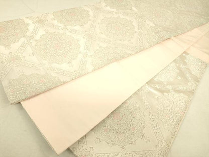 平和屋着物◎六通柄袋帯 正倉院花文 銀糸 正絹 逸品 DAAT8775zy