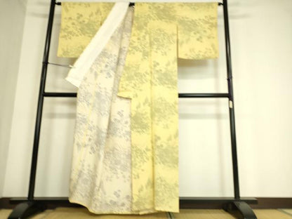 平和屋着物▽上質な小紋 無双 紗袷 紗×絽 草花文 正絹 逸品 DAAT9001az