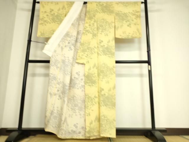 平和屋着物▽上質な小紋 無双 紗袷 紗×絽 草花文 正絹 逸品 DAAT9001az