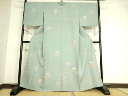 平和屋着物▽上質な小紋 単衣 草花文 金彩 正絹 逸品 DAAT9006az