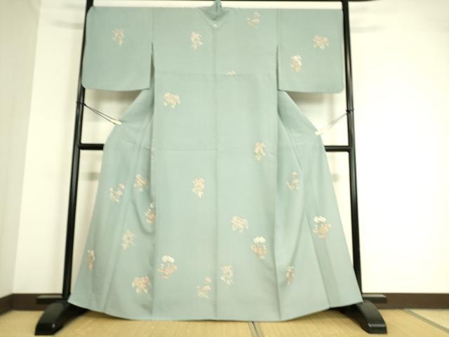 平和屋着物▽上質な小紋 単衣 草花文 金彩 正絹 逸品 DAAT9006az