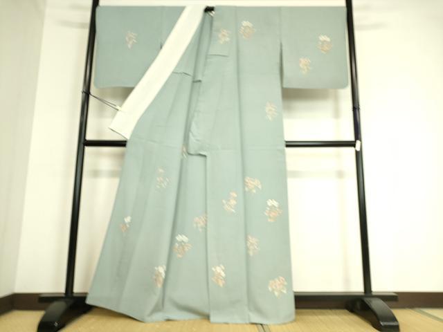平和屋着物▽上質な小紋 単衣 草花文 金彩 正絹 逸品 DAAT9006az