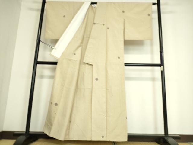 平和屋着物▽上質な紬 単衣 丸文 正絹 逸品 DAAT9009az